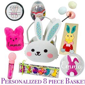 Personalized Easter Basket for kids | stuffed peeps Easter bunny | Easter crayon
